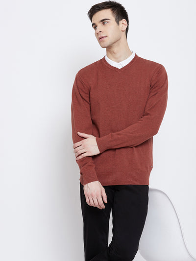 Maroon V-Neck Sweater - Men Sweaters