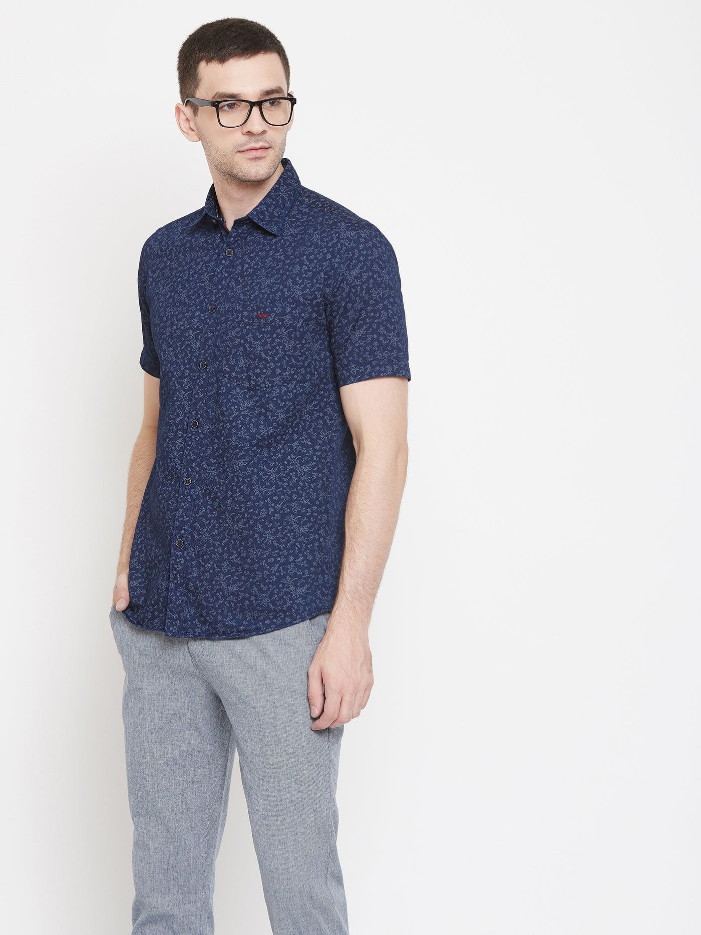 Navy Blue Printed shirt - Men Shirts