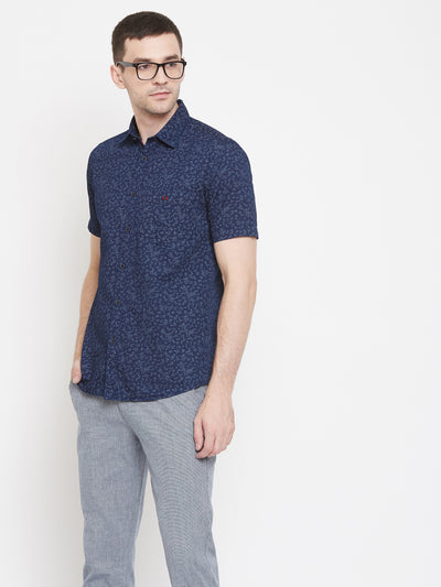 Navy Blue Printed shirt - Men Shirts