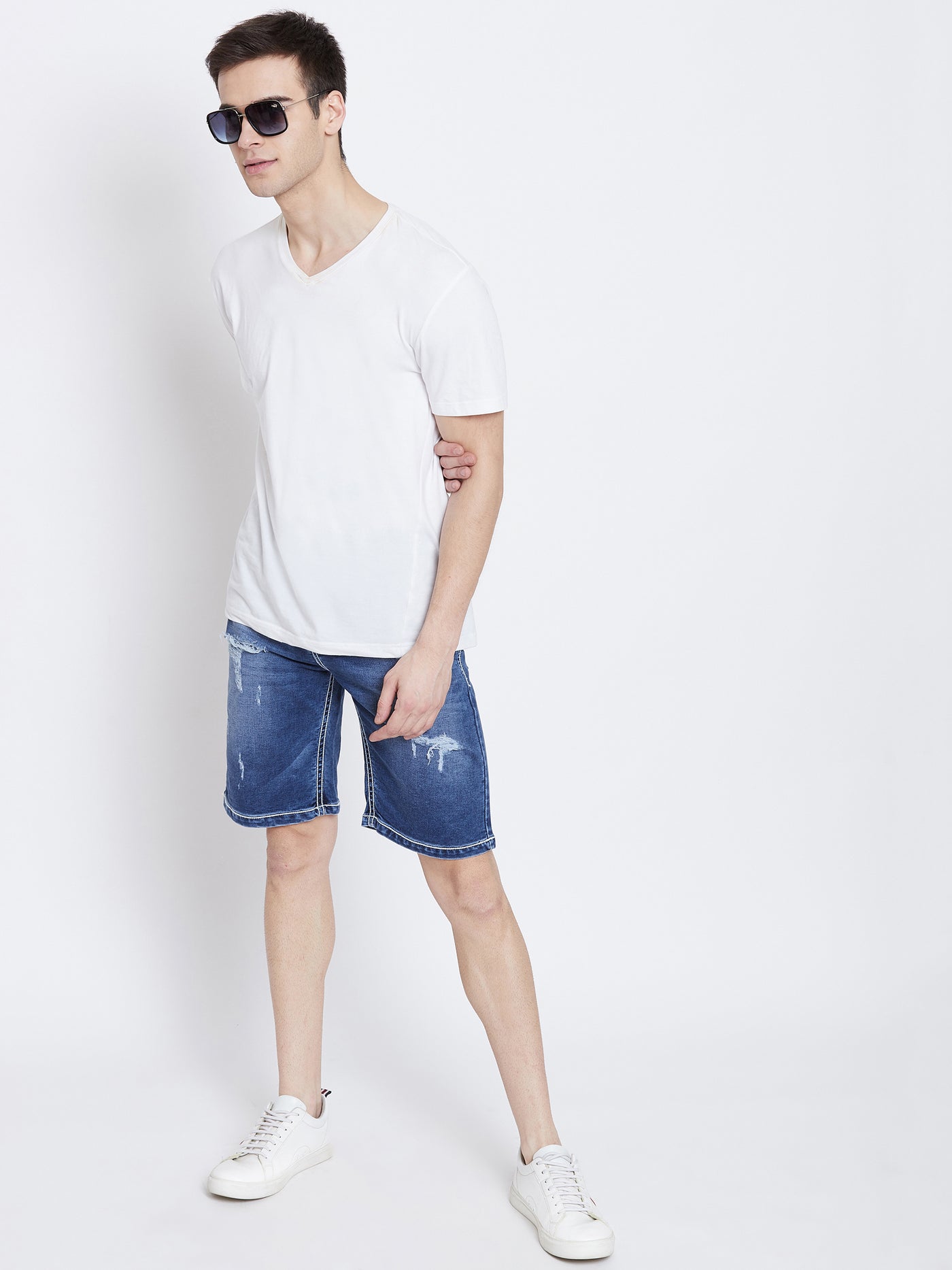 Blue Slim Fit Shorts - Men Shorts