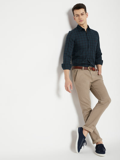 Green Checked Slim Fit shirt - Men Shirts