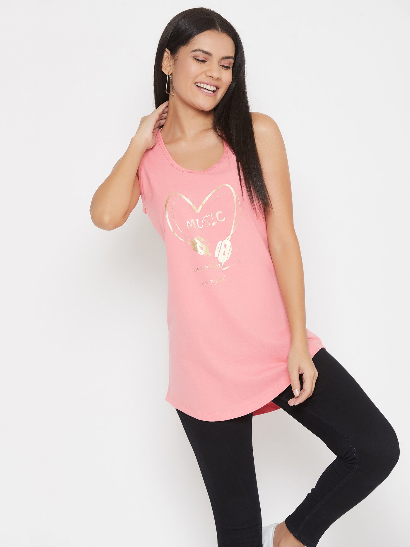 Pink Printed Tank Top - Women Tank Top