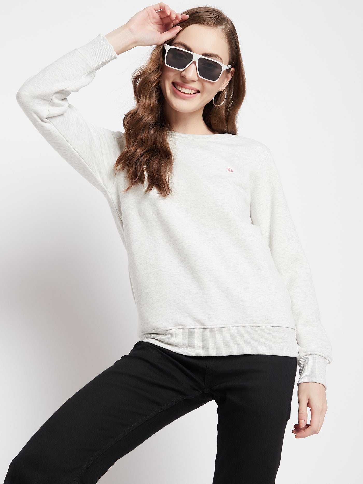 Off White Round Neck Sweatshirt - Women Sweatshirts