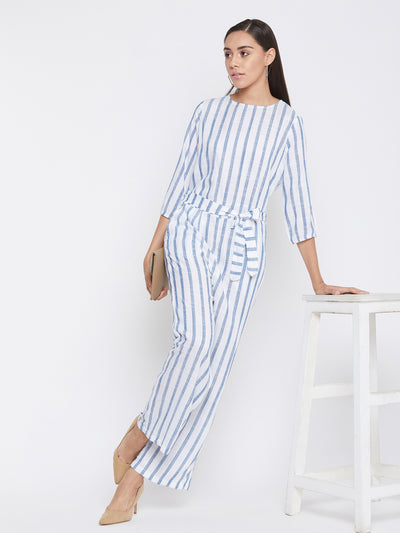 Blue Striped Jumpsuit - Women Jumpsuits