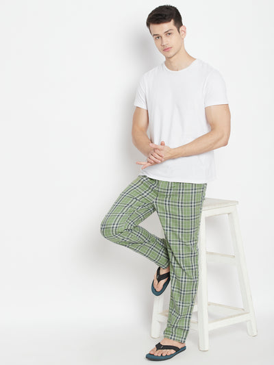 Green Checked Smart Fit Lounge Pants - Men Lounge Pants