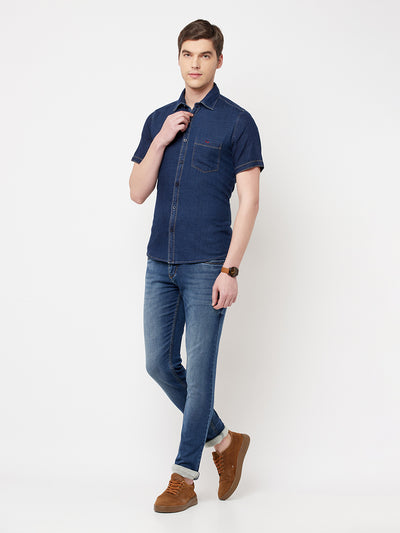 Navy Blue Casual Shirt - Men Shirts