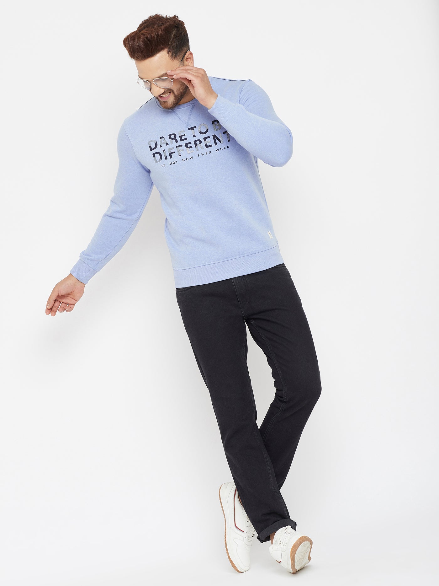 Blue Printed Sweatshirt - Men Sweatshirts