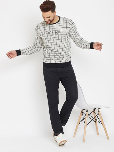 Grey Checked Sweatshirt - Men Sweatshirts