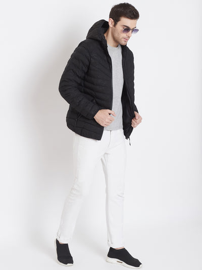 Black Solid Hooded Jackets-Mens Jacket-Crimsoune Club