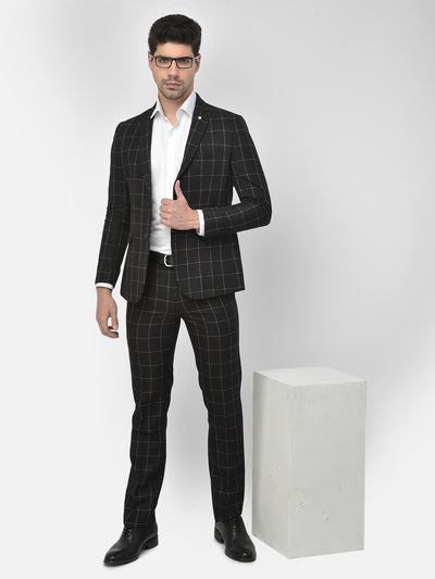 Black Checked Suit - Men Suits
