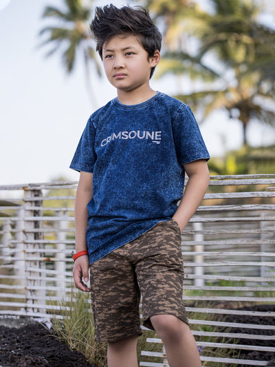 Blue Printed Round Neck T-Shirt - Boys T-Shirts