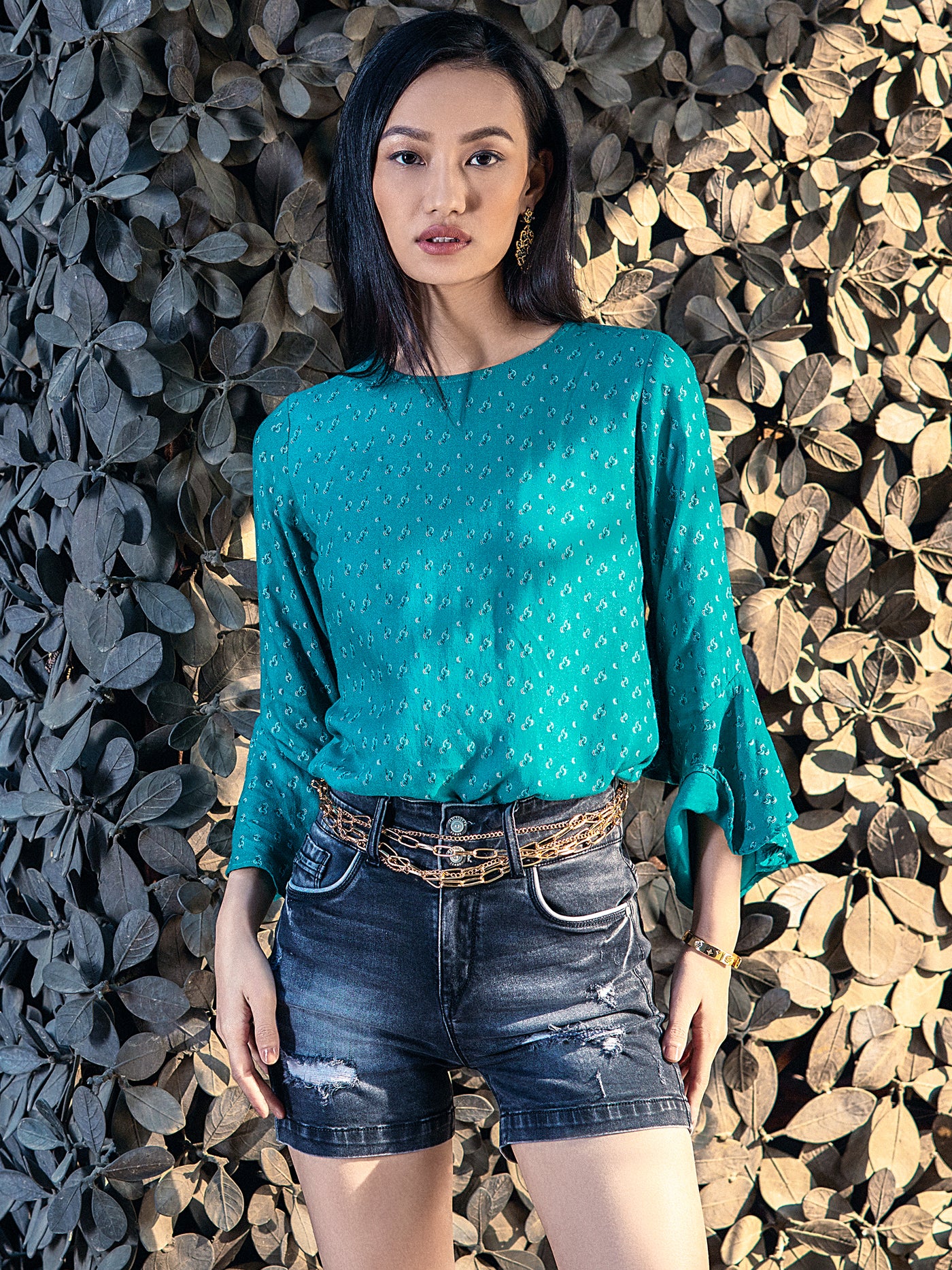 Green Printed Top - Women Tops