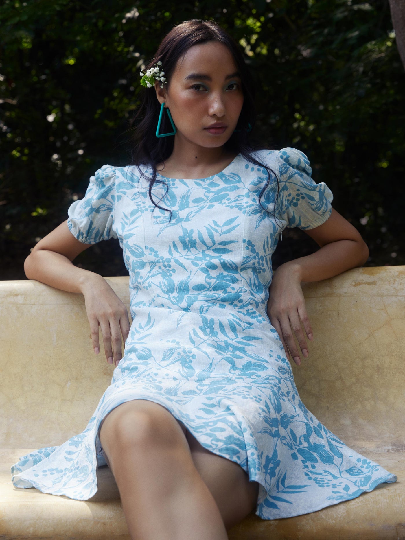  Sky Blue Floral Dress