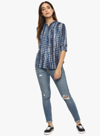 Blue Printed Shirt - Women Shirts