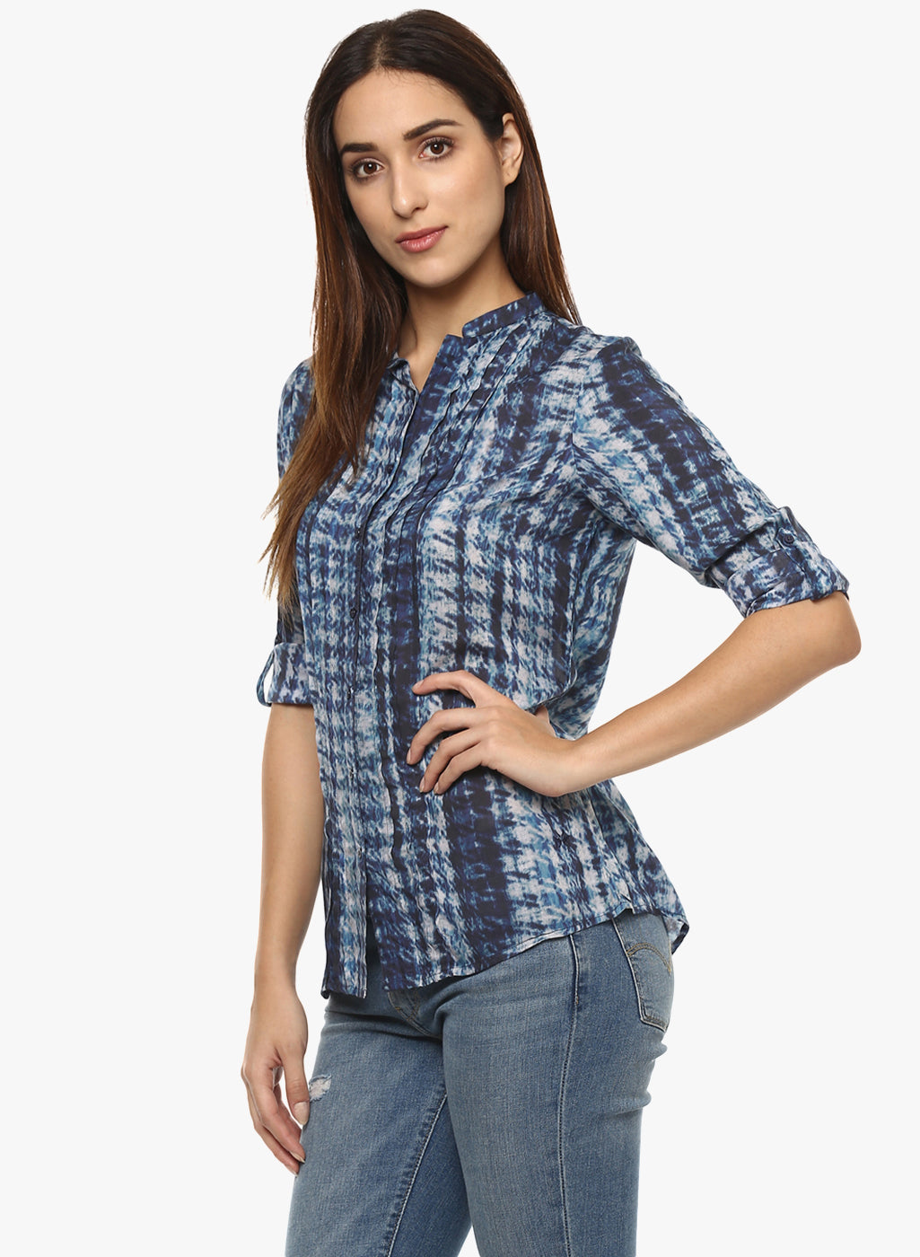 Blue Printed Shirt - Women Shirts