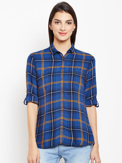 Checked Rollup Sleeves Shirt - Women Shirts