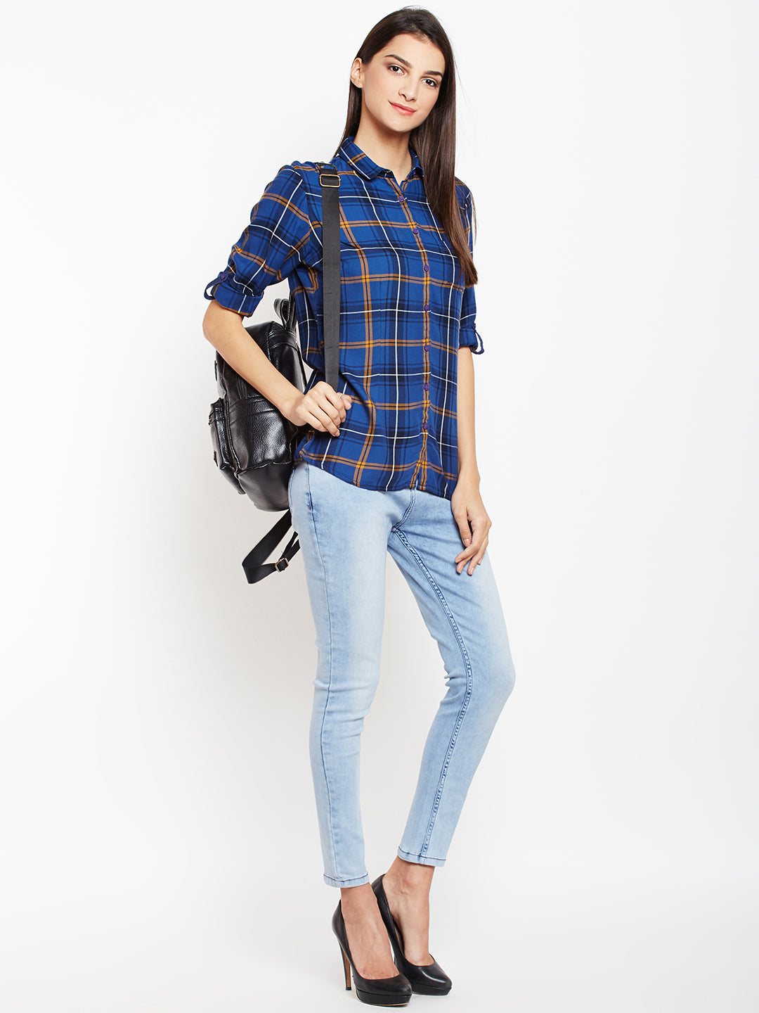 Checked Rollup Sleeves Shirt - Women Shirts