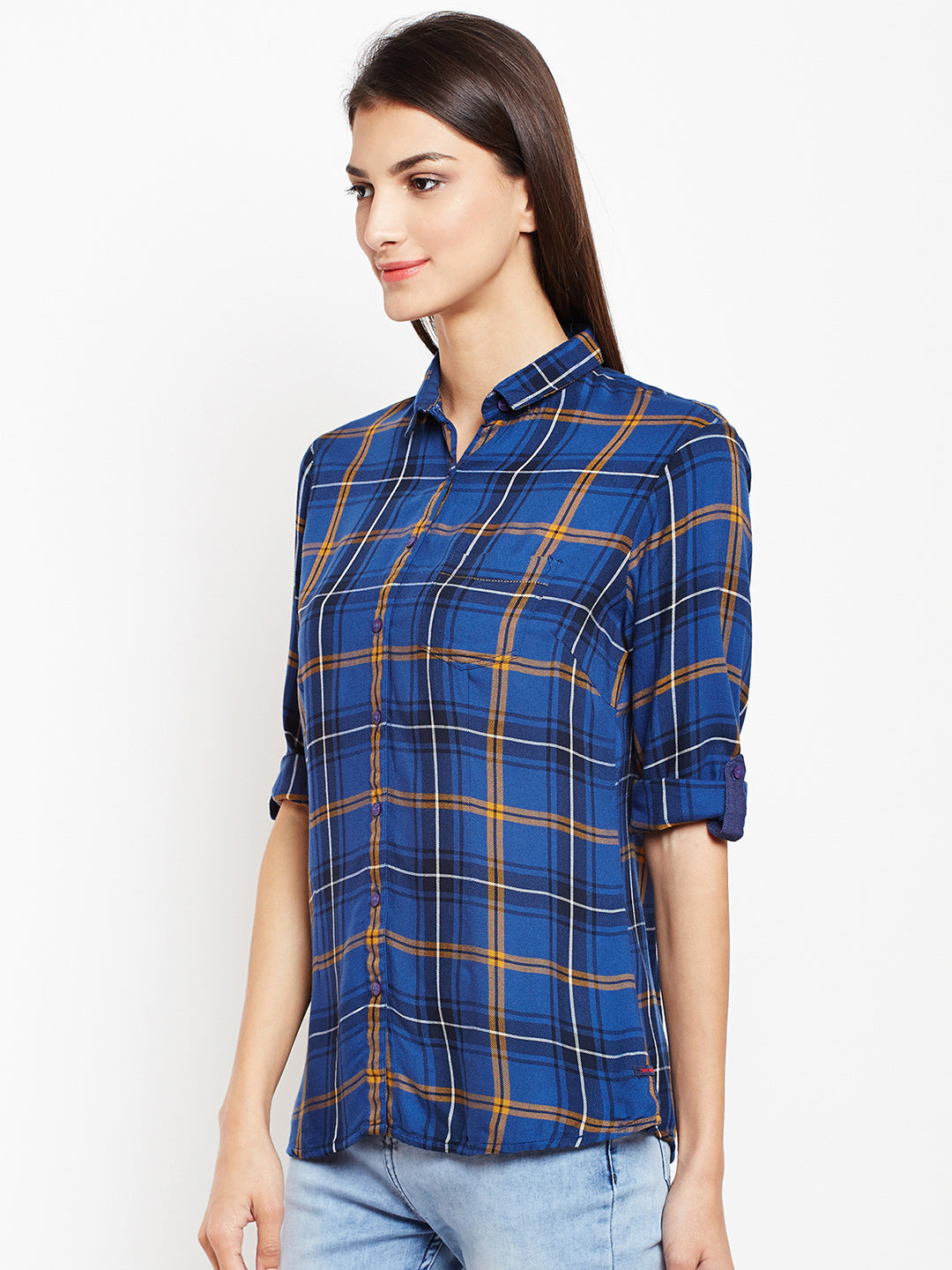 Checked Rollup Sleeves Shirt - Women Shirts