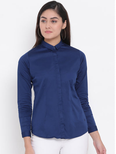 Blue Button up Shirt - Women Shirts