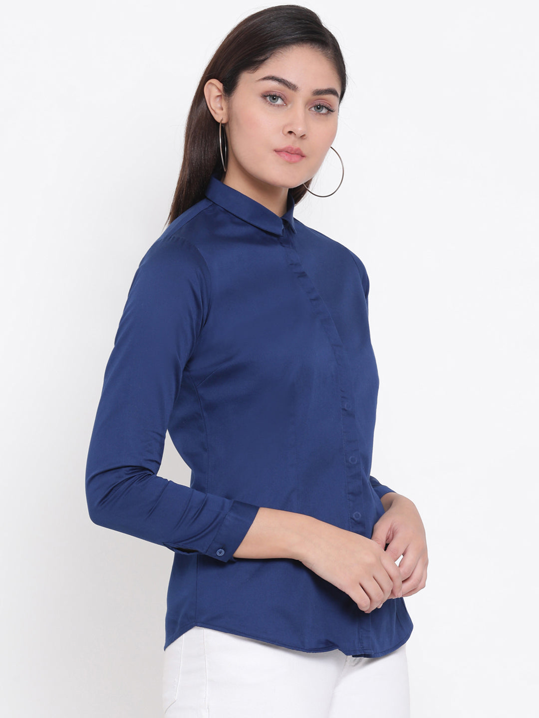 Blue Button up Shirt - Women Shirts