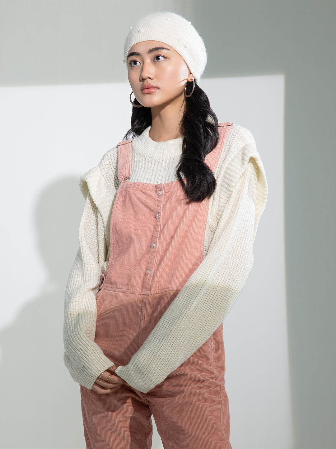 Cream Cropped Sweater-Women Sweaters-Crimsoune Club