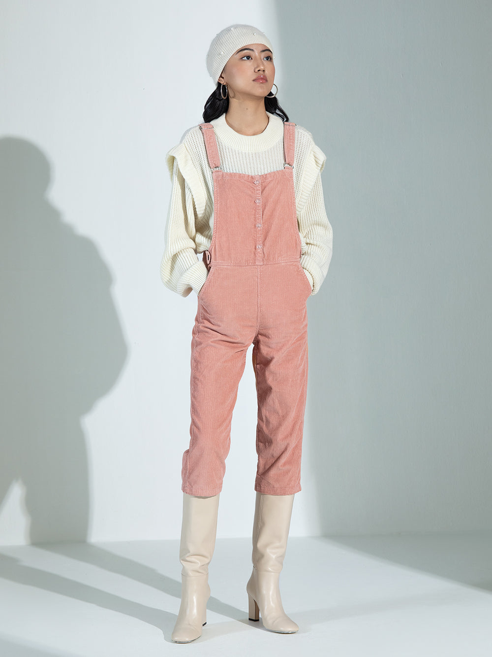 Cream Cropped Sweater-Women Sweaters-Crimsoune Club