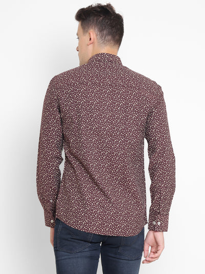 Maroon Printed Cotton Slim Fit shirt - Men Shirts