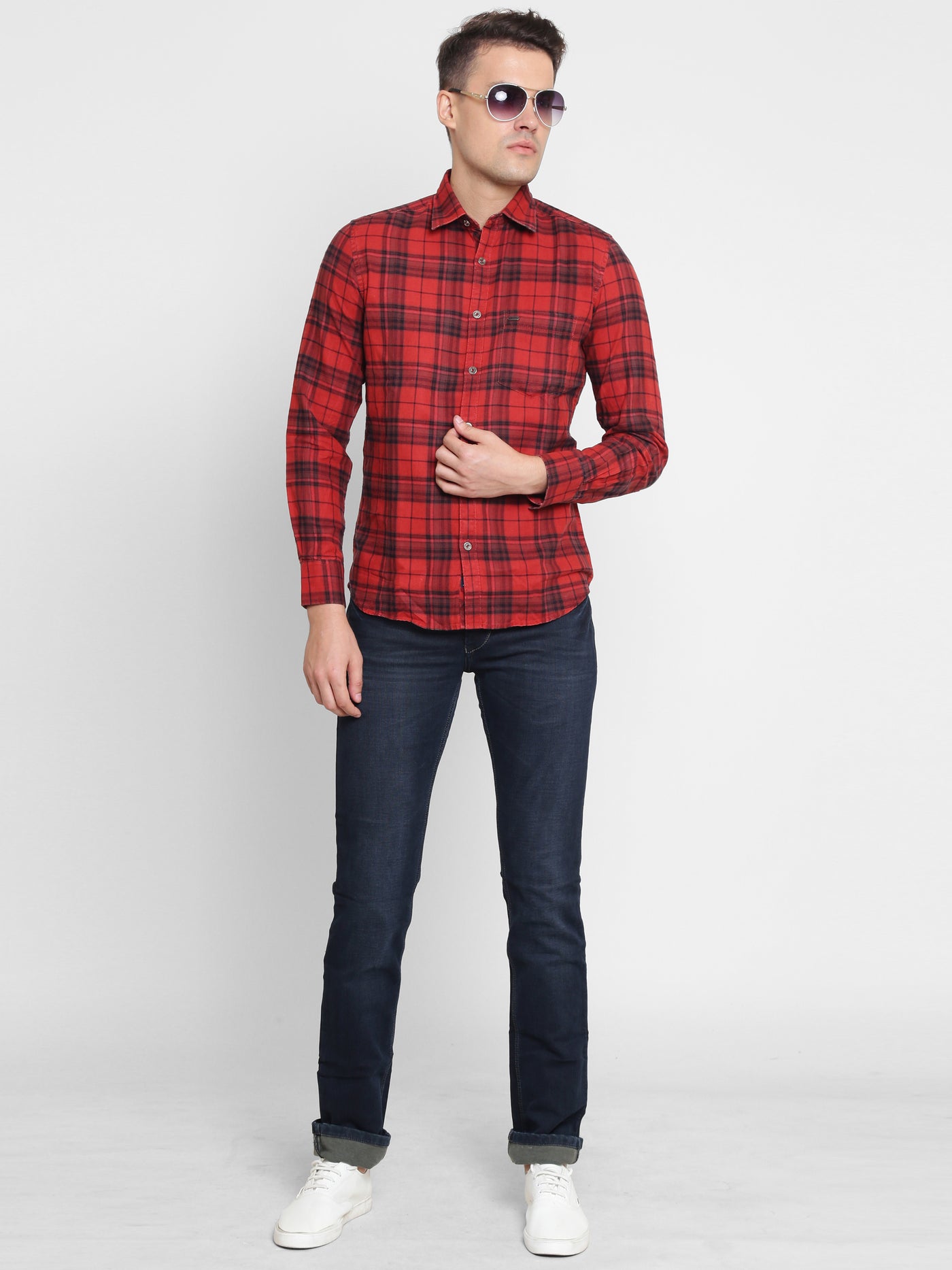 Checked Slim Fit Cotton Shirt - Men Shirts