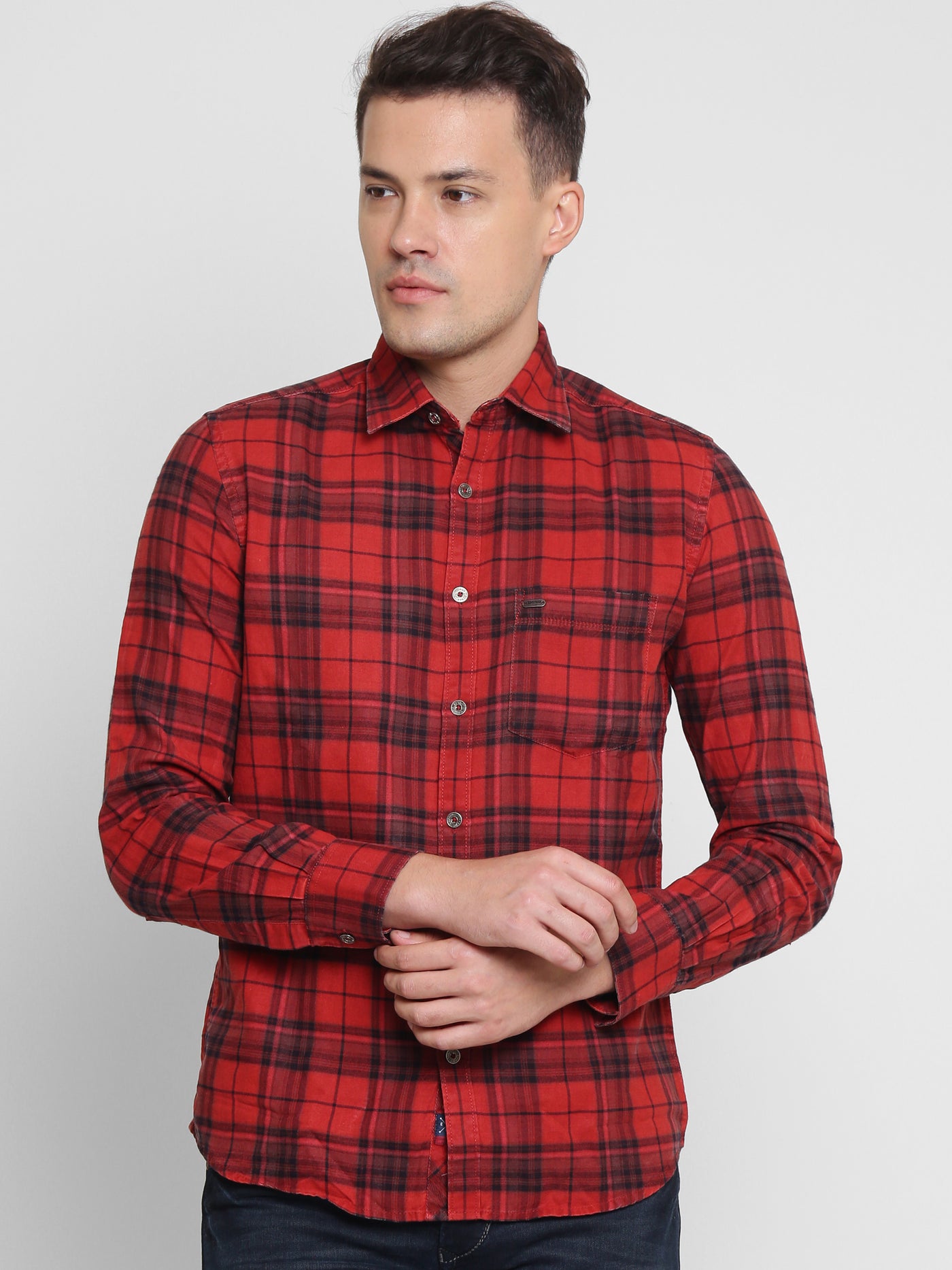 Checked Slim Fit Cotton Shirt - Men Shirts