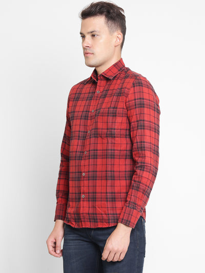 Checked Slim Fit Cotton Shirt - Men Shirts