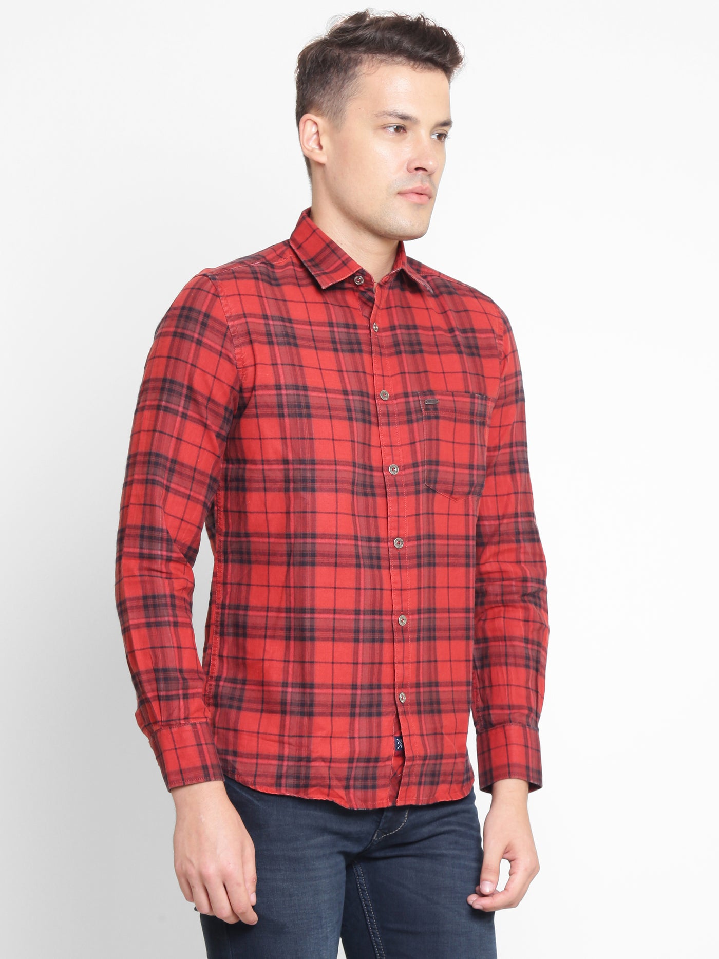 Checked Slim Fit Cotton Shirt - Men Shirts