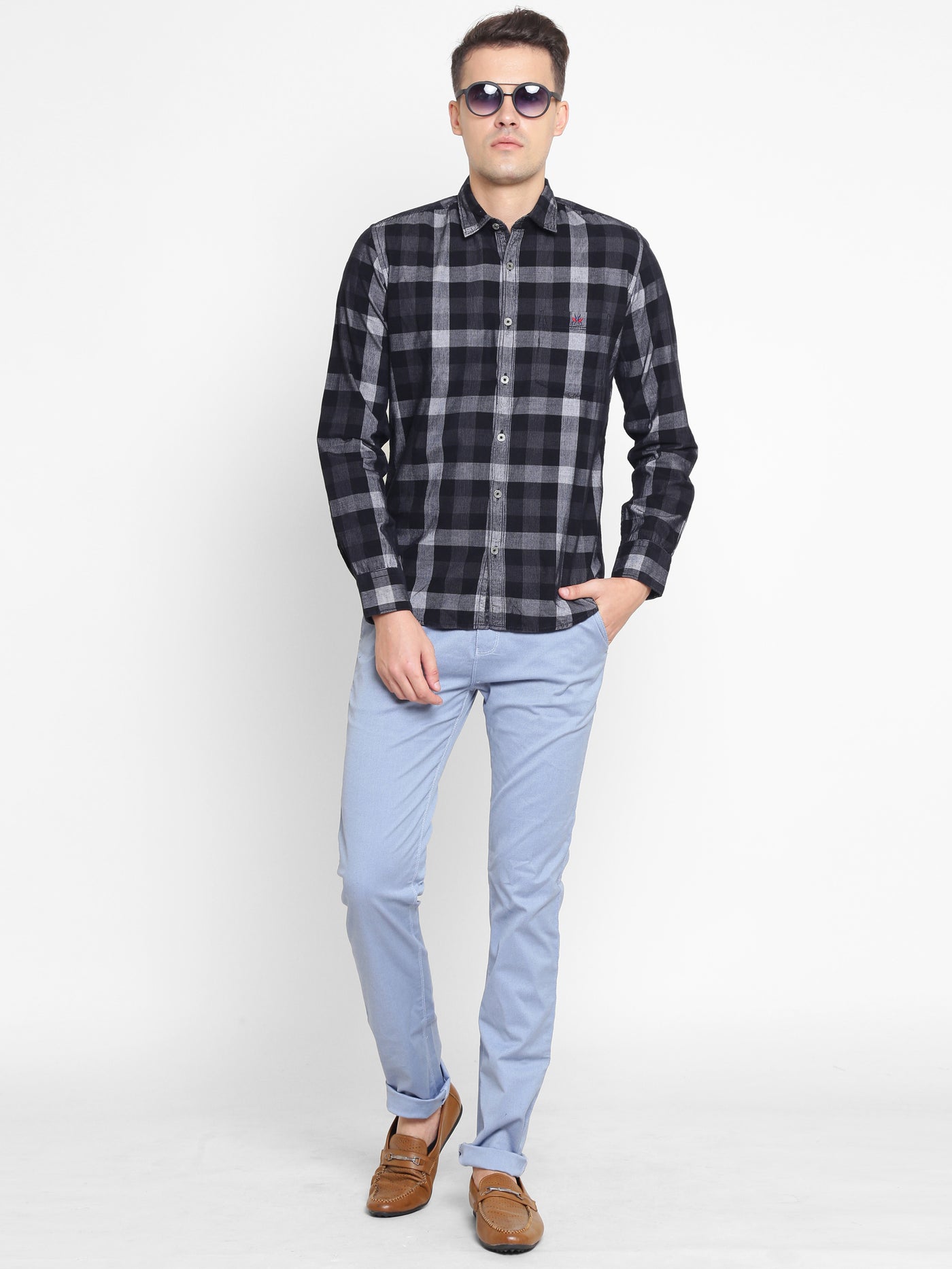 Black Checked Cotton Slim Fit shirt - Men Shirts