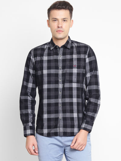 Black Checked Cotton Slim Fit shirt - Men Shirts