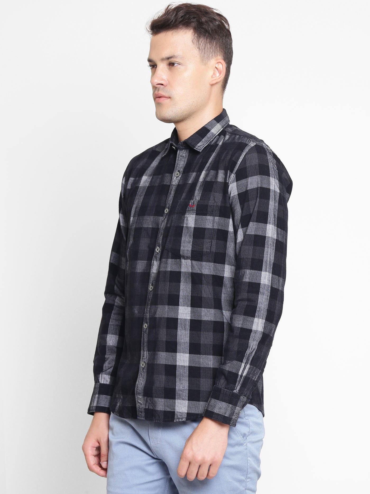 Black Checked Cotton Slim Fit shirt - Men Shirts