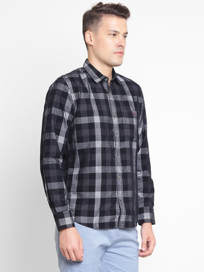 Black Checked Cotton Slim Fit shirt - Men Shirts