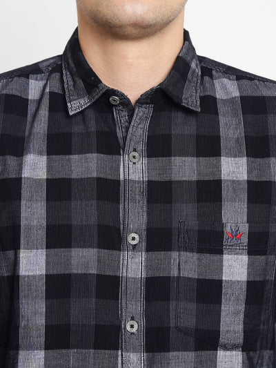 Black Checked Cotton Slim Fit shirt - Men Shirts