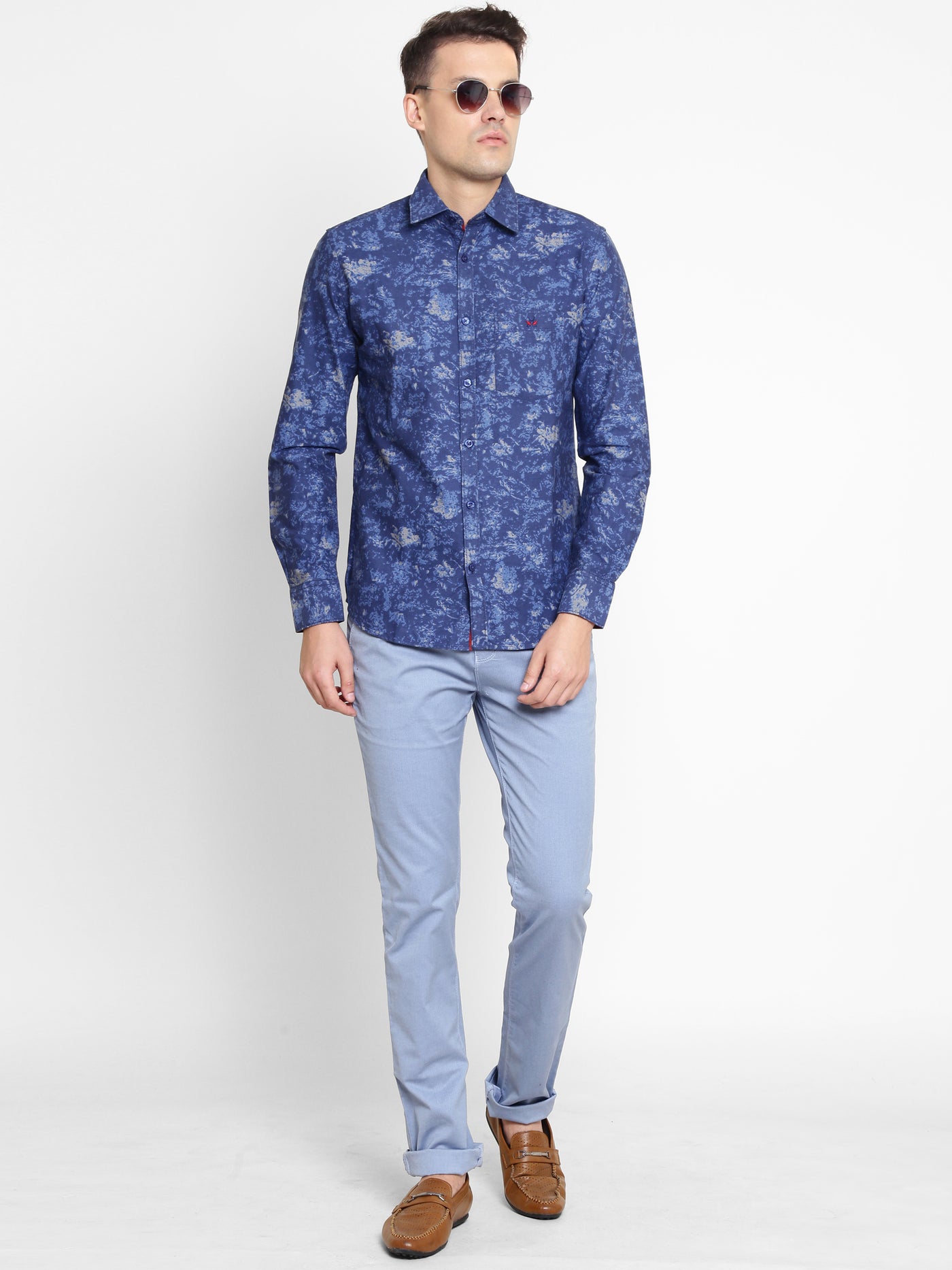 Blue Printed Cotton Slim Fit shirt - Men Shirts