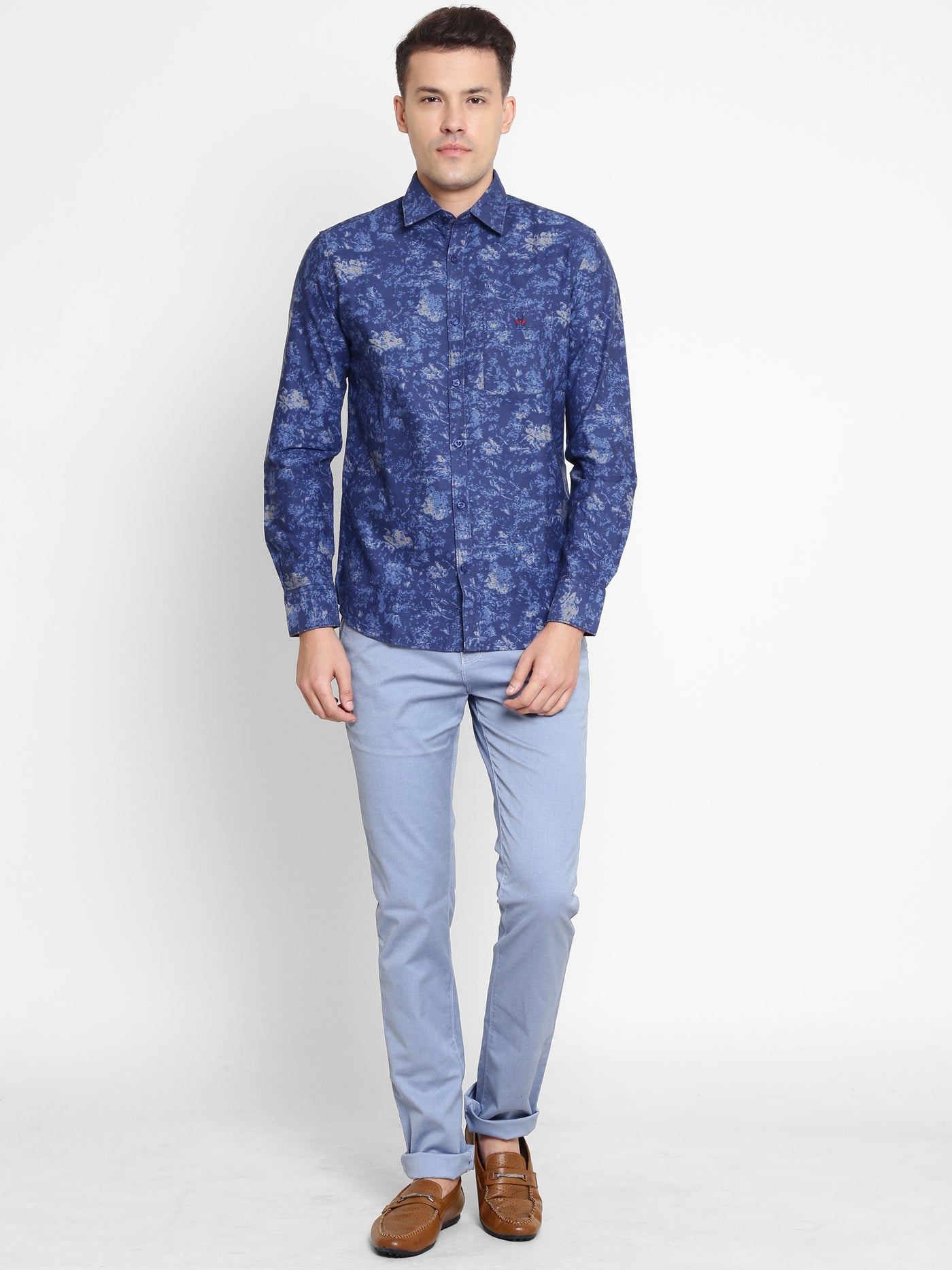 Blue Printed Cotton Slim Fit shirt - Men Shirts