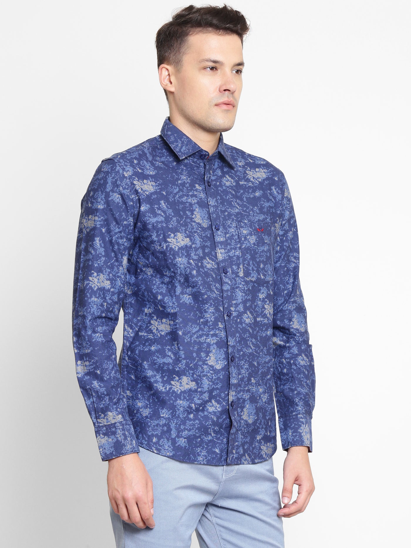 Blue Printed Cotton Slim Fit shirt - Men Shirts