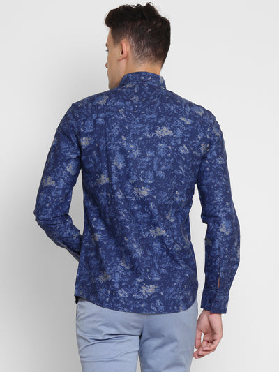 Blue Printed Cotton Slim Fit shirt - Men Shirts