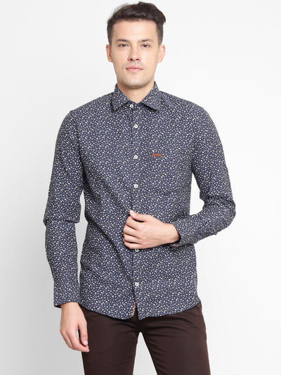 Blue Printed Cotton Slim Fit shirt - Men Shirts