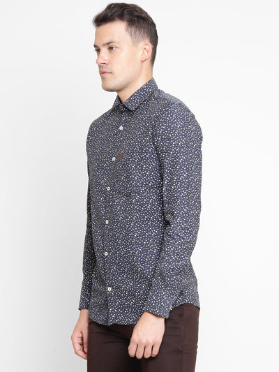 Blue Printed Cotton Slim Fit shirt - Men Shirts