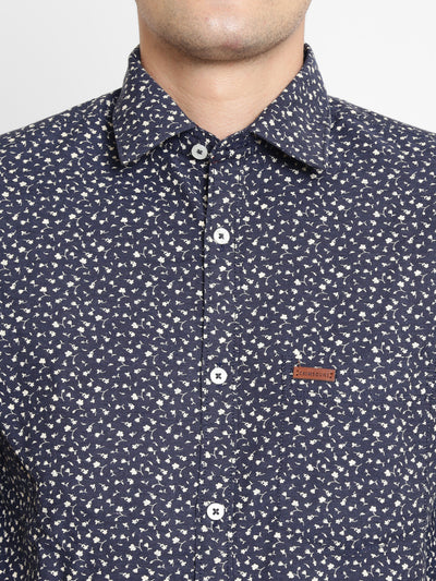 Blue Printed Cotton Slim Fit shirt - Men Shirts