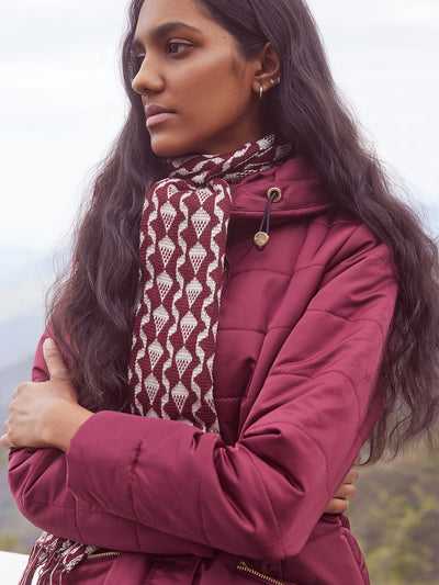 Polished Maroon Padded Jacket-Women Jackets-Crimsoune Club