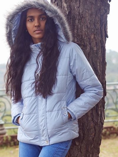 Light Blue Padded Jacket-Women Jackets-Crimsoune Club