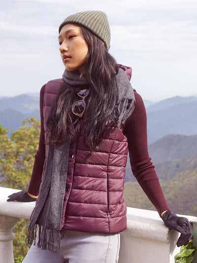 Maroon Padded Jacket-Women Jackets-Crimsoune Club