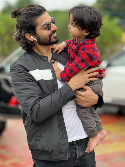 White & Navy Blue Colourblocked Jacket-Men Jacket-Crimsoune Club