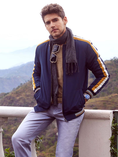 Reversible Jacket in Striped Sleeves-Men Jacket-Crimsoune Club