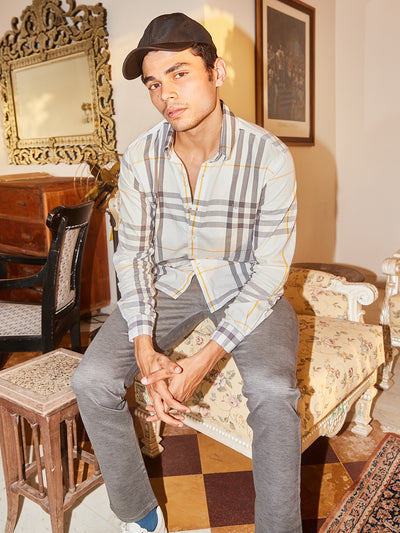 White Shirt in Checks-Men Shirts-Crimsoune Club