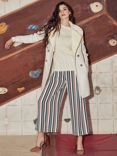 Striped Flared Culottes - Women Trousers